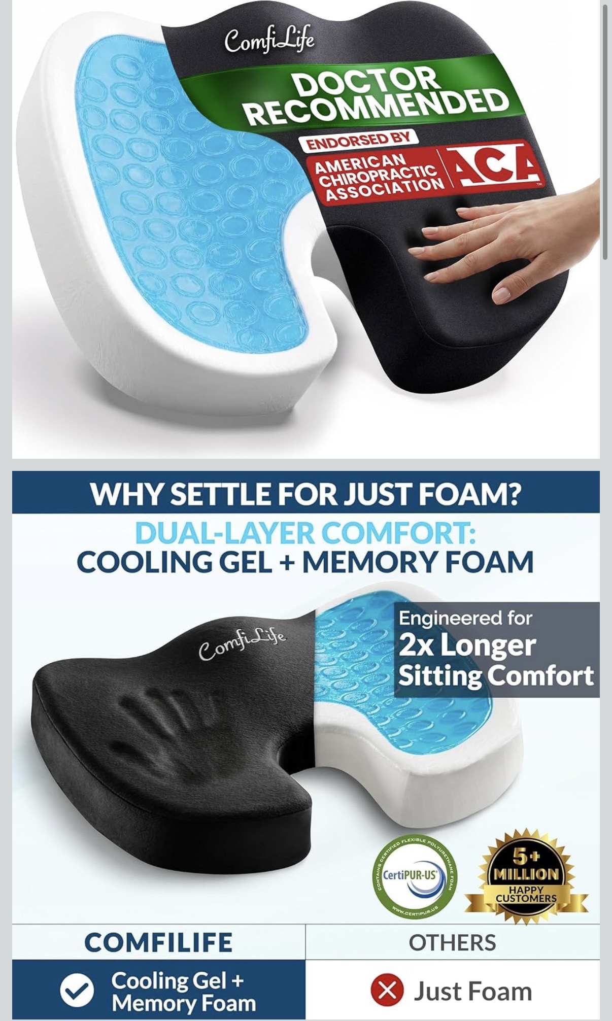 Pressure relief car seat cushion